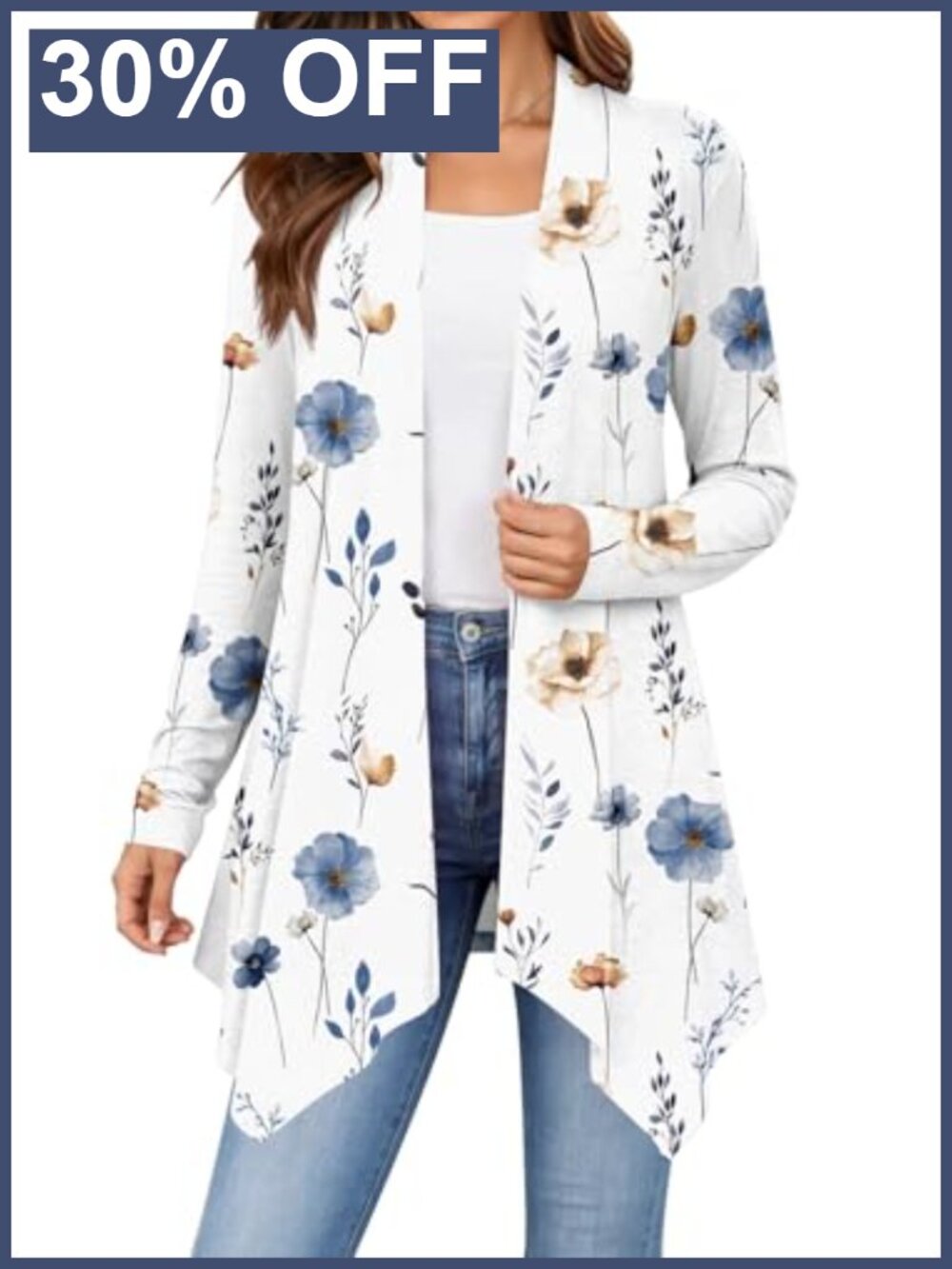 Lightweight Open Front Cardigan Long Sleeve Draped Women's Sweater